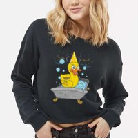 Duckling Duckie Bath Toy Ducky Rubber Duck Cropped Pullover Crew