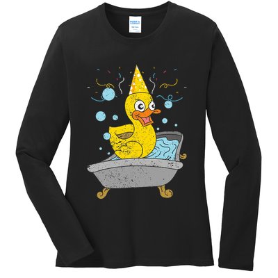 Duckling Duckie Bath Toy Ducky Rubber Duck Ladies Long Sleeve Shirt