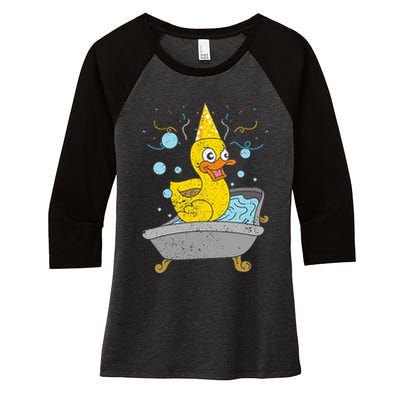 Duckling Duckie Bath Toy Ducky Rubber Duck Women's Tri-Blend 3/4-Sleeve Raglan Shirt