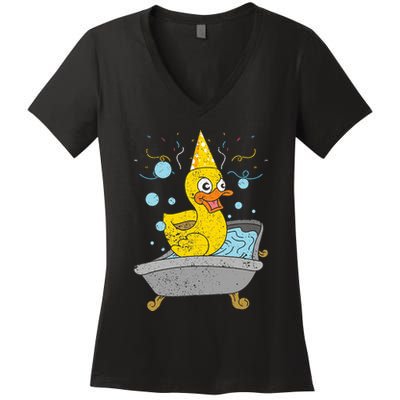 Duckling Duckie Bath Toy Ducky Rubber Duck Women's V-Neck T-Shirt