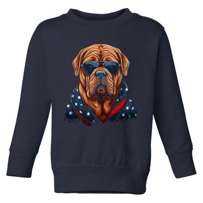 Dogue De Bordeaux American Flag USA Tee 4th July Gifts Toddler Sweatshirt