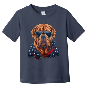 Dogue De Bordeaux American Flag USA Tee 4th July Gifts Toddler T-Shirt