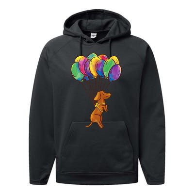 Dachshund Dog Balloons Pet Performance Fleece Hoodie