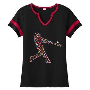 Dot Day Baseball Player Swing Ladies Halftime Notch Neck Tee