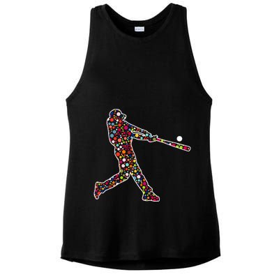 Dot Day Baseball Player Swing Ladies PosiCharge Tri-Blend Wicking Tank
