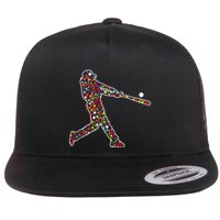 Dot Day Baseball Player Swing Flat Bill Trucker Hat