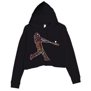 Dot Day Baseball Player Swing Crop Fleece Hoodie