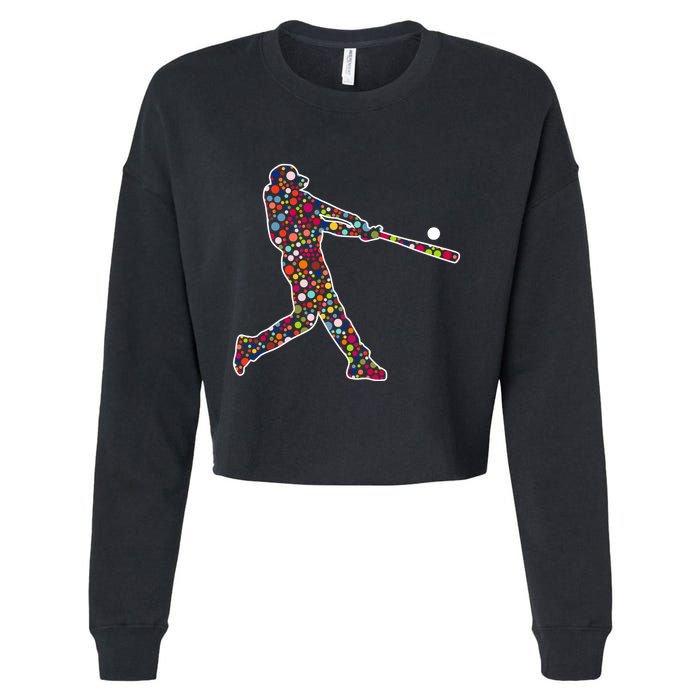 Dot Day Baseball Player Swing Cropped Pullover Crew