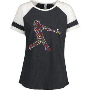 Dot Day Baseball Player Swing Enza Ladies Jersey Colorblock Tee