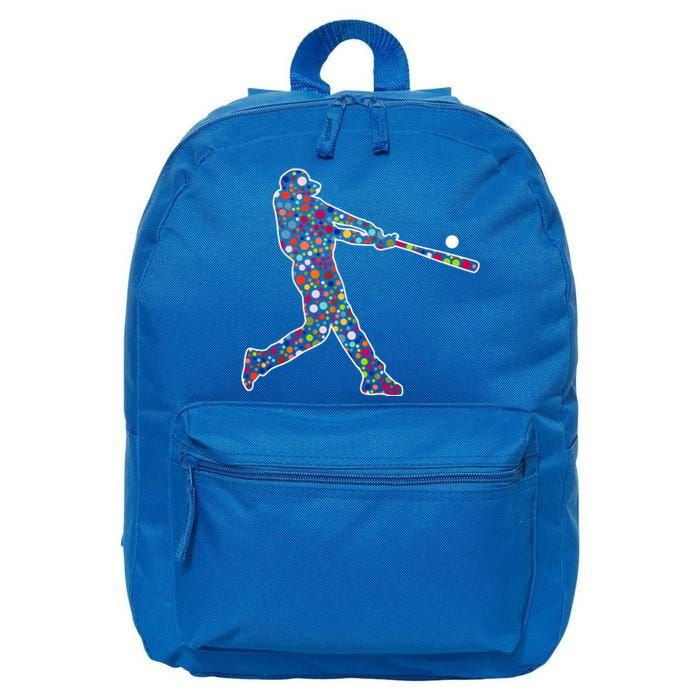 Dot Day Baseball Player Swing 16 in Basic Backpack