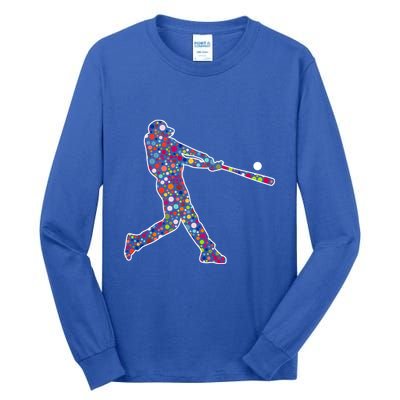 Dot Day Baseball Player Swing Tall Long Sleeve T-Shirt
