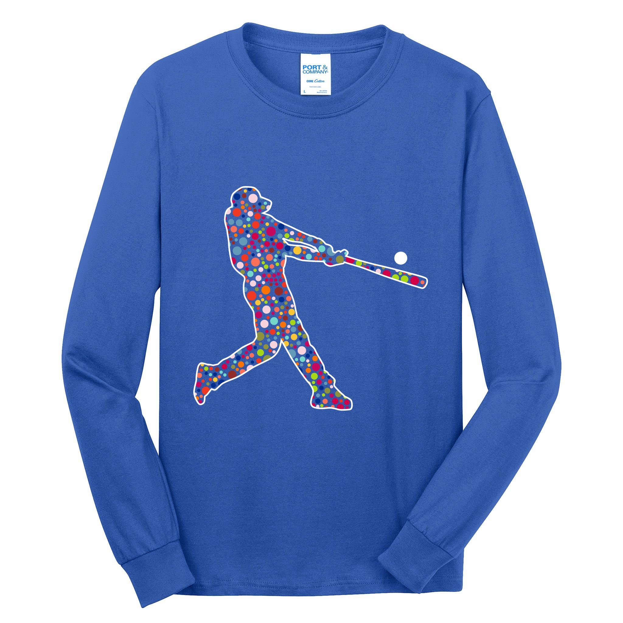 Dot Day Baseball Player Swing Tall Long Sleeve T-Shirt