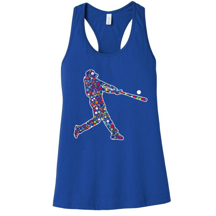 Dot Day Baseball Player Swing Women's Racerback Tank