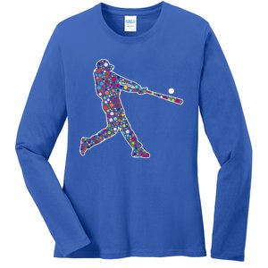 Dot Day Baseball Player Swing Ladies Long Sleeve Shirt