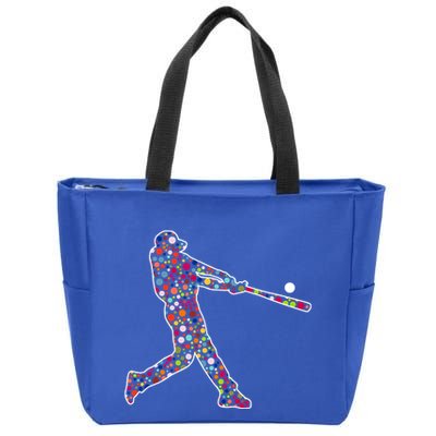 Dot Day Baseball Player Swing Zip Tote Bag