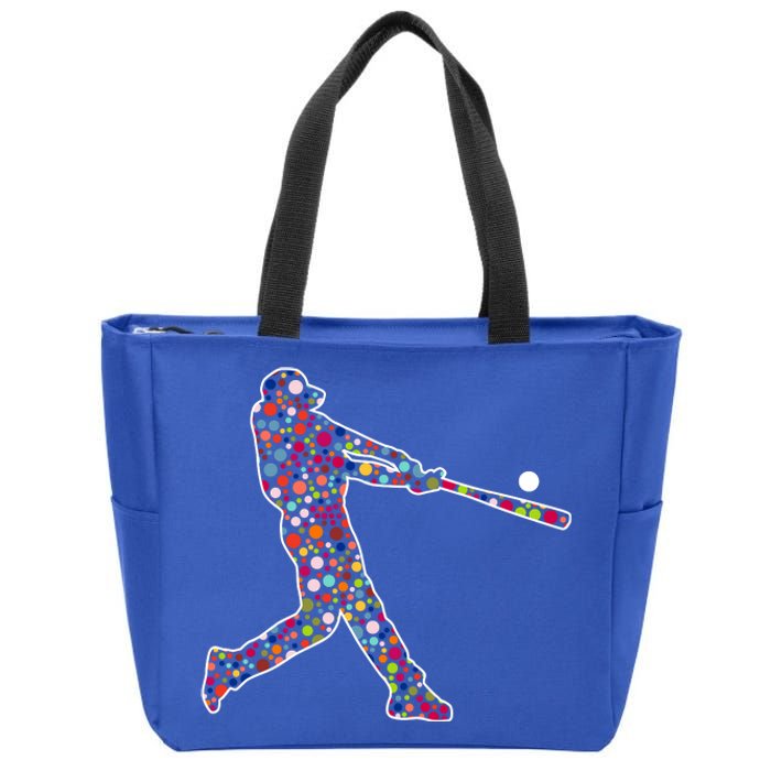 Dot Day Baseball Player Swing Zip Tote Bag