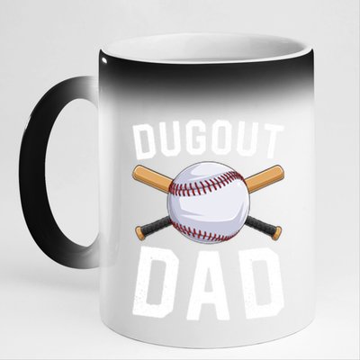 Dugout Dad Baseball Daddy Funny Baseball FatherS Day Gift 11oz Black Color Changing Mug