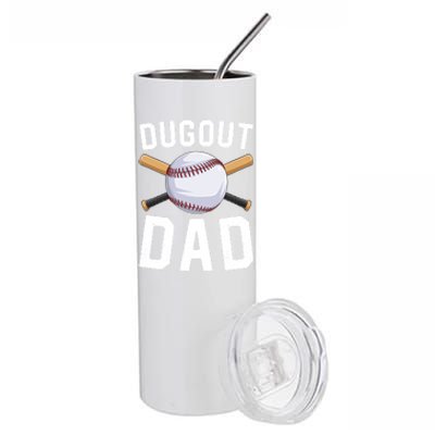 Dugout Dad Baseball Daddy Funny Baseball FatherS Day Gift Stainless Steel Tumbler