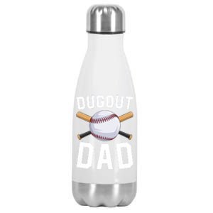 Dugout Dad Baseball Daddy Funny Baseball FatherS Day Gift Stainless Steel Insulated Water Bottle