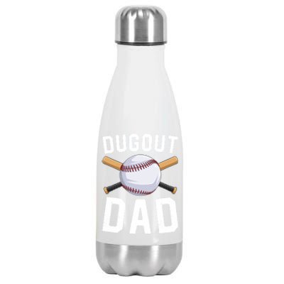 Dugout Dad Baseball Daddy Funny Baseball FatherS Day Gift Stainless Steel Insulated Water Bottle