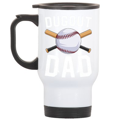 Dugout Dad Baseball Daddy Funny Baseball FatherS Day Gift Stainless Steel Travel Mug