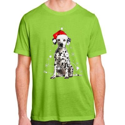 Dalmatian Dog Christmas Tree Santa Hat Lights Sweater Adult ChromaSoft Performance T-Shirt