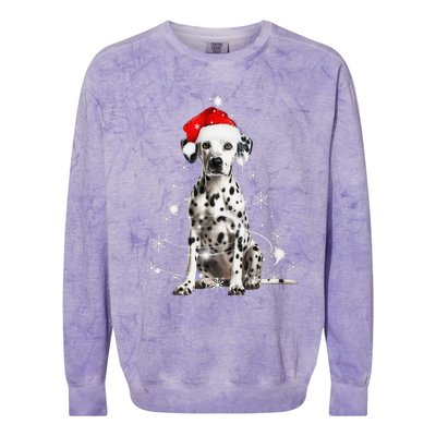 Dalmatian Dog Christmas Tree Santa Hat Lights Sweater Colorblast Crewneck Sweatshirt