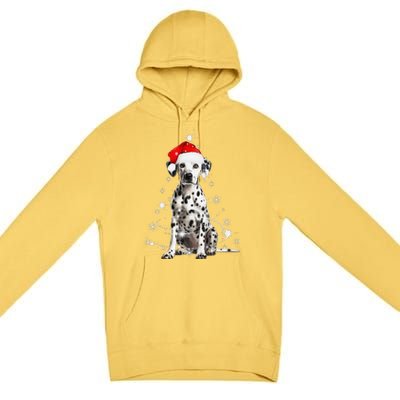 Dalmatian Dog Christmas Tree Santa Hat Lights Sweater Premium Pullover Hoodie