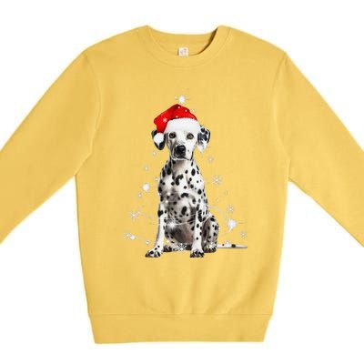 Dalmatian Dog Christmas Tree Santa Hat Lights Sweater Premium Crewneck Sweatshirt