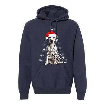 Dalmatian Dog Christmas Tree Santa Hat Lights Sweater Premium Hoodie