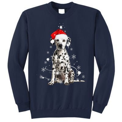 Dalmatian Dog Christmas Tree Santa Hat Lights Sweater Tall Sweatshirt