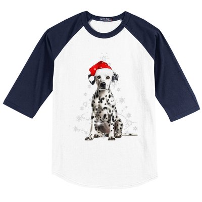 Dalmatian Dog Christmas Tree Santa Hat Lights Sweater Baseball Sleeve Shirt