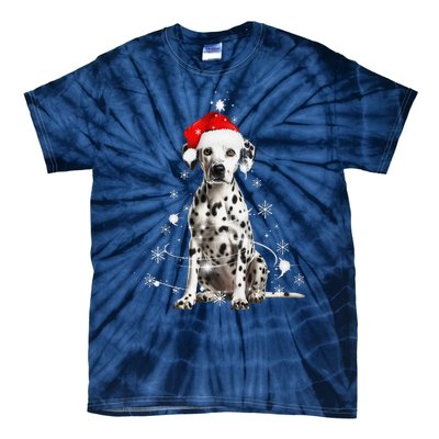 Dalmatian Dog Christmas Tree Santa Hat Lights Sweater Tie-Dye T-Shirt