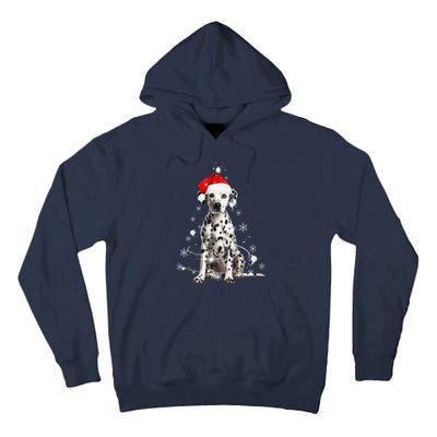 Dalmatian Dog Christmas Tree Santa Hat Lights Sweater Tall Hoodie