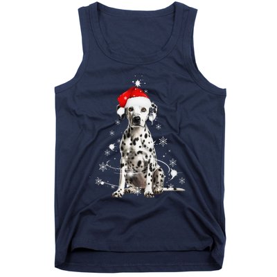 Dalmatian Dog Christmas Tree Santa Hat Lights Sweater Tank Top