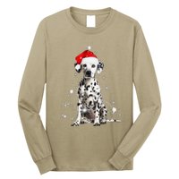 Dalmatian Dog Christmas Tree Santa Hat Lights Sweater Long Sleeve Shirt