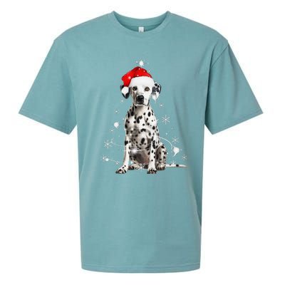 Dalmatian Dog Christmas Tree Santa Hat Lights Sweater Sueded Cloud Jersey T-Shirt