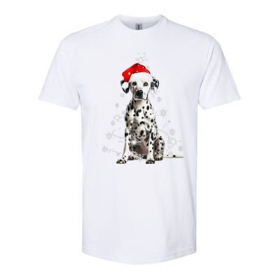 Dalmatian Dog Christmas Tree Santa Hat Lights Sweater Softstyle CVC T-Shirt