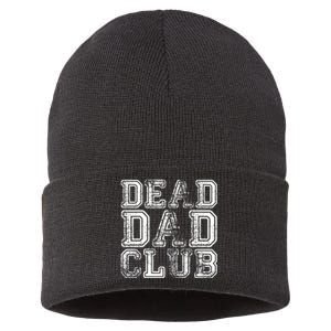 Dead Dad Club Retro Funny Saying Sustainable Knit Beanie