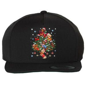 Dachshund Dog Christmas Tree Funny Dachshund Lovers Dog Mom Funny Gift Wool Snapback Cap