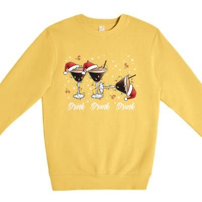 Drank Drunk Christmas Martini Cocktail Santa Hat Xmas Great Gift Premium Crewneck Sweatshirt