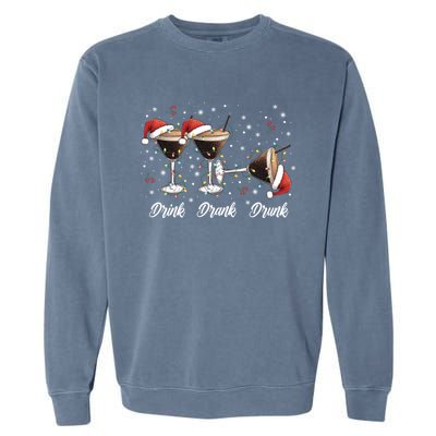 Drank Drunk Christmas Martini Cocktail Santa Hat Xmas Great Gift Garment-Dyed Sweatshirt