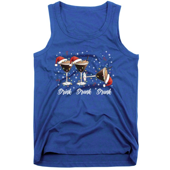 Drank Drunk Christmas Martini Cocktail Santa Hat Xmas Great Gift Tank Top