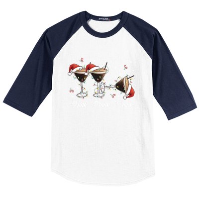 Drank Drunk Christmas Martini Cocktail Santa Hat Xmas Great Gift Baseball Sleeve Shirt