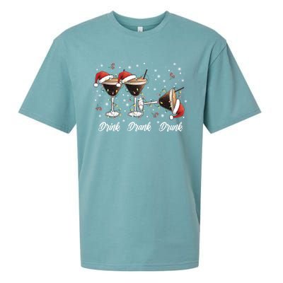 Drank Drunk Christmas Martini Cocktail Santa Hat Xmas Great Gift Sueded Cloud Jersey T-Shirt