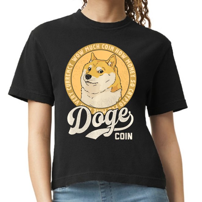 Dogecoin Doge Coin Logo Shiba Inu Dog Crypto Currency Meme Comfort Colors Boxy T-Shirt