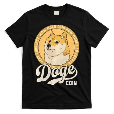 Dogecoin Doge Coin Logo Shiba Inu Dog Crypto Currency Meme T-Shirt