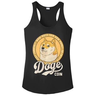 Dogecoin Doge Coin Logo Shiba Inu Dog Crypto Currency Meme Ladies PosiCharge Competitor Racerback Tank