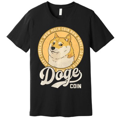 Dogecoin Doge Coin Logo Shiba Inu Dog Crypto Currency Meme Premium T-Shirt
