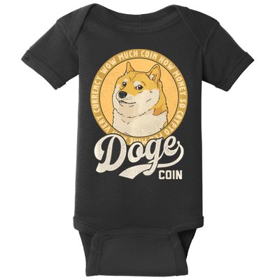 Dogecoin Doge Coin Logo Shiba Inu Dog Crypto Currency Meme Baby Bodysuit